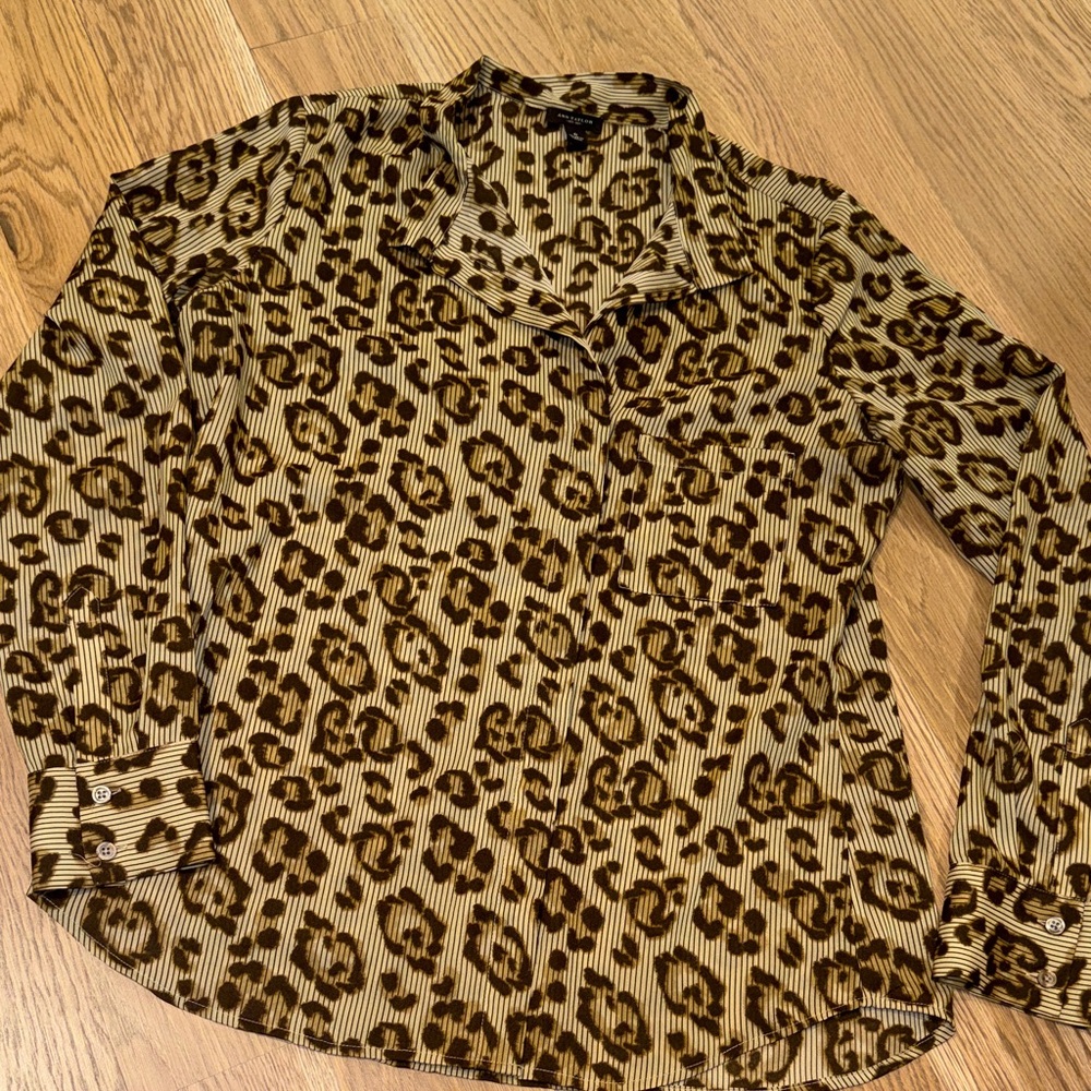 Ann Taylor Leopard Pattern Shirt - Brown and Black